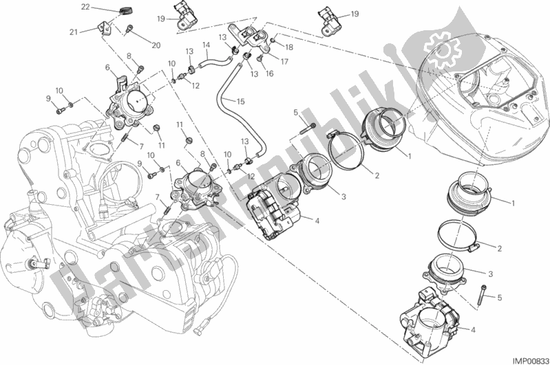 Tutte le parti per il Corpo Farfallato del Ducati Hypermotard Hyperstrada Brasil 821 2014